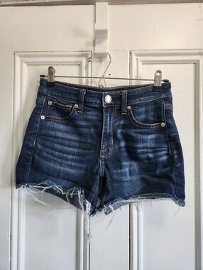 American Eagle Outfitters Dark Wash High-Rise Shortie Shorts - Size 2